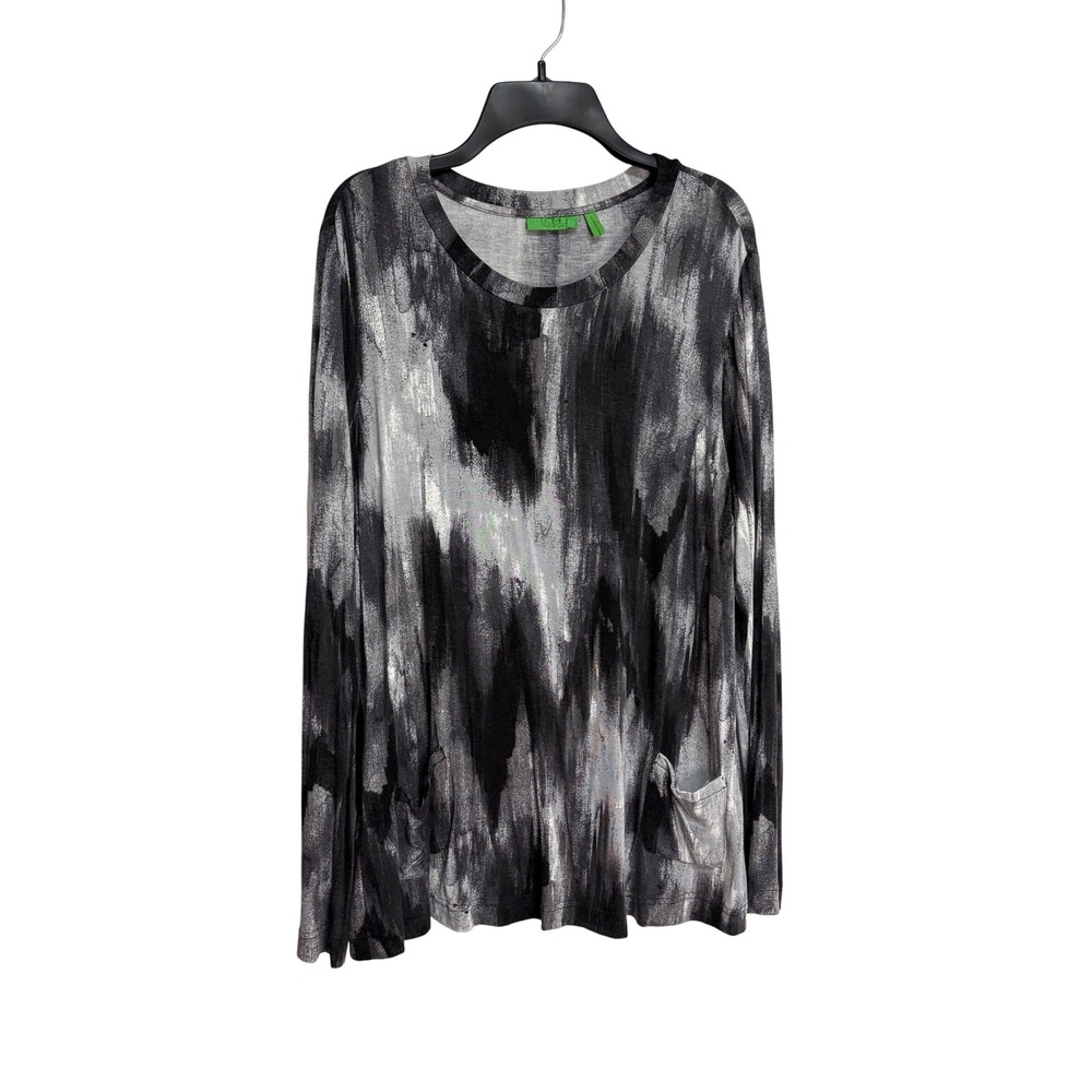 LOGO Instant Chic, Long Sleeve Top, Abstract Pattern Black/White, Women's Size L